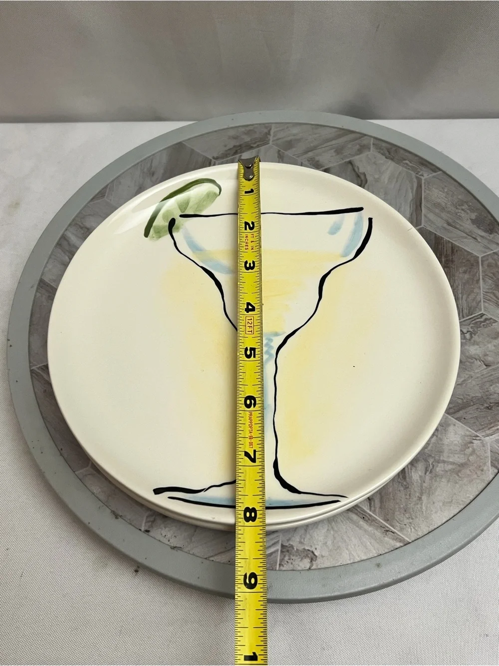 World Market Margarita Cocktail Appetizer Dessert Plates Set of 3 Ceramic 8 In